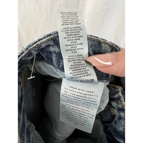 Good American Blue Jeans 90’s Duster Distressed Size 4/27 NEW - Picture 9 of 9